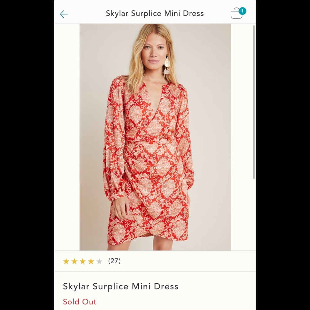 Brand NWT Anthropologie Skylar Surplus Mini Dress